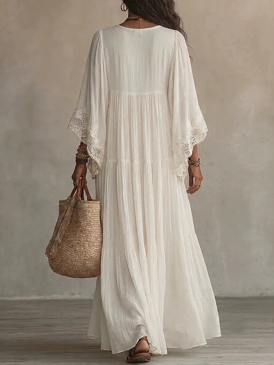 Jessica - Lace Trim Chiffon Maxi Dress