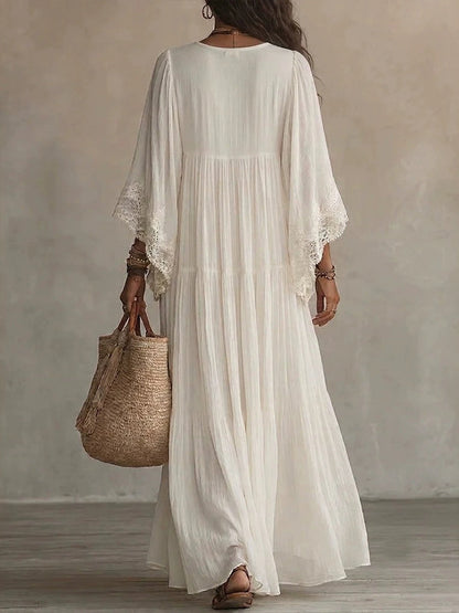 Jessica - Lace Trim Chiffon Maxi Dress