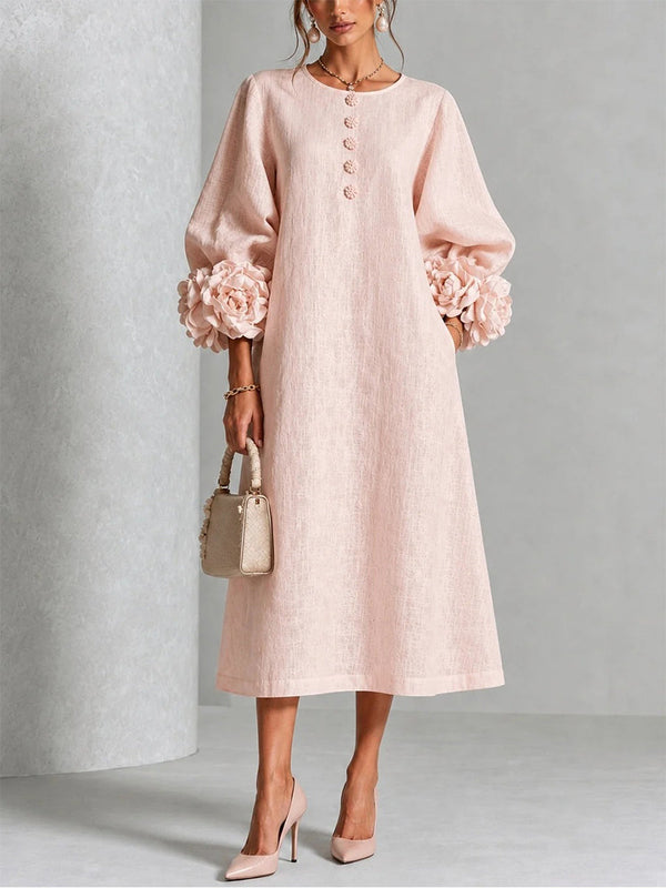 Lauren - Rosette Sleeve Midi Dress