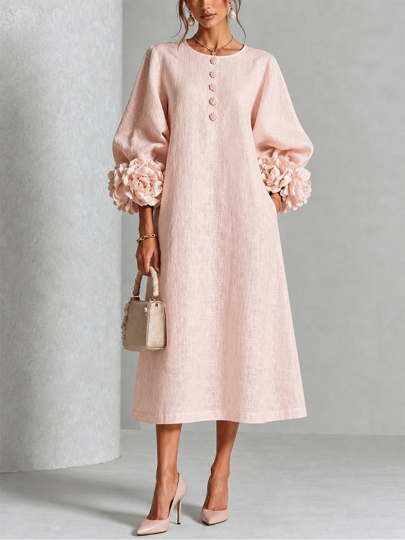 Lauren - Rosette Sleeve Midi Dress