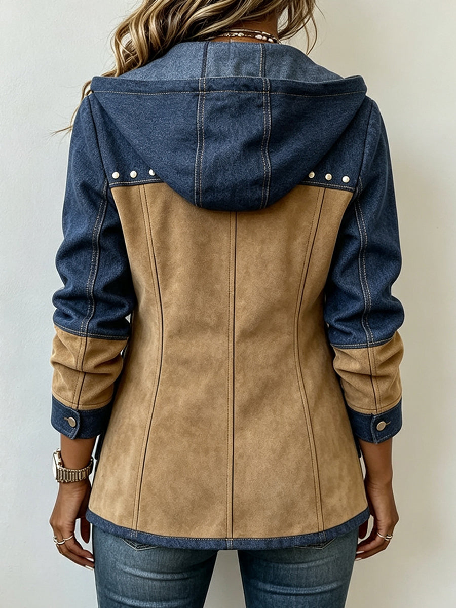 Delilah two-tone hooded jacket back view