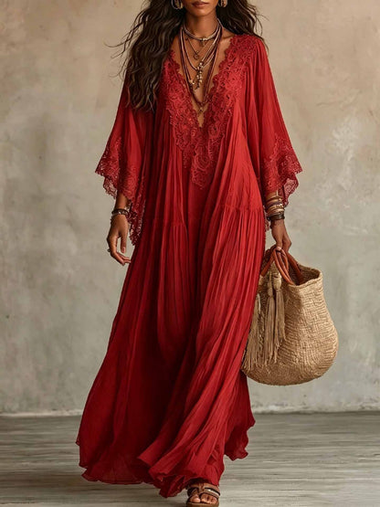 Jessica - Lace Trim Chiffon Maxi Dress