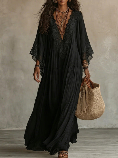 Jessica - Lace Trim Chiffon Maxi Dress
