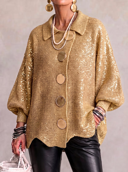 Allison - Oversized Knit Cardigan with Statement Buttons
