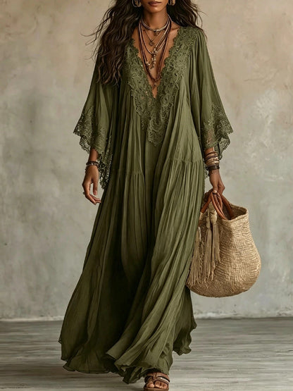 Jessica - Lace Trim Chiffon Maxi Dress