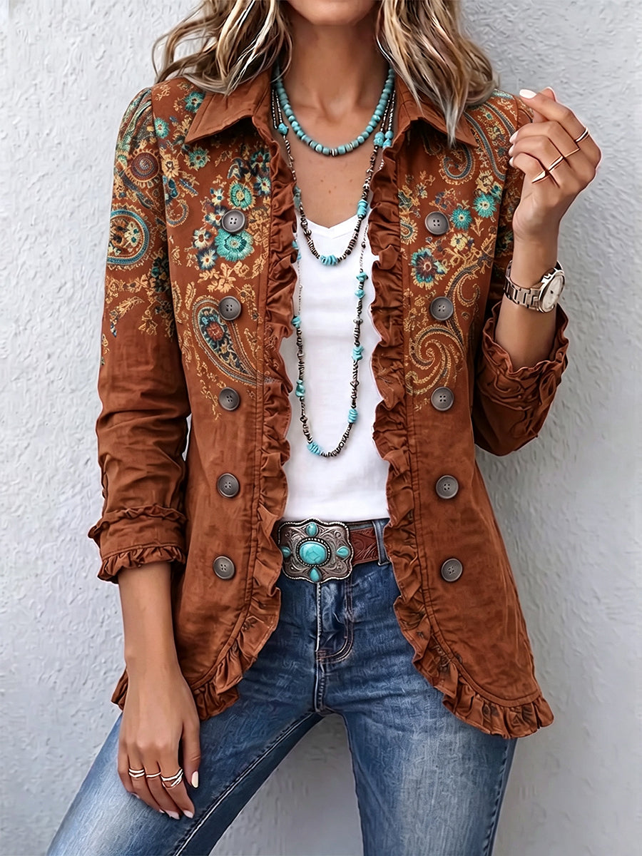 Natalie - Paisley Ruffle Jacket