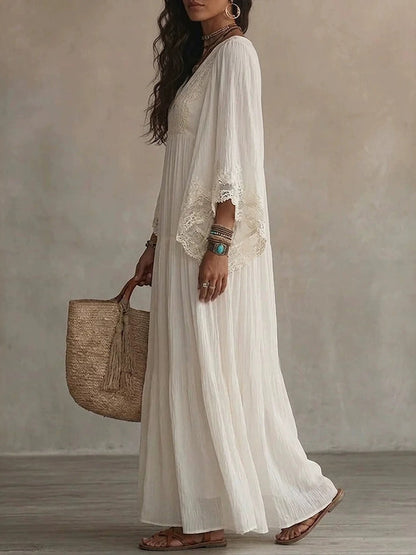 Jessica - Lace Trim Chiffon Maxi Dress