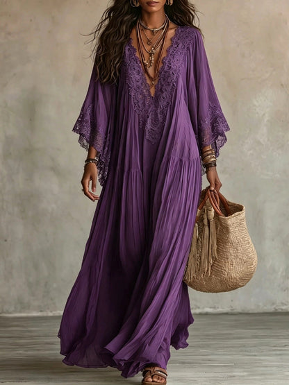 Jessica - Lace Trim Chiffon Maxi Dress