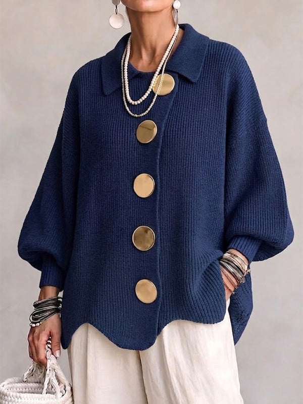 Allison - Oversized Knit Cardigan with Statement Buttons