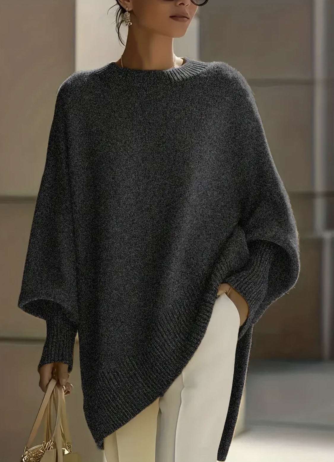 Isolde | Oversized Drape Knit Sweater